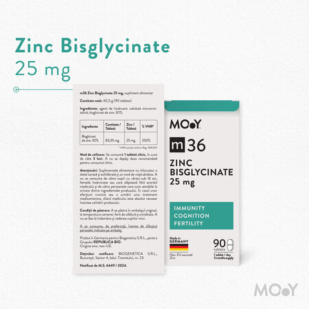 Zinc Bisglicinat M36, 25 mg, 90 tablete, Molecules of Youth 691557