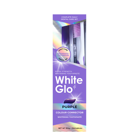 Pasta de dinti Purple Color Corector + Periuta de dinti, 106 ml, White Glo
