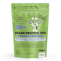 Pudra proteica Bio vegana 70%, cu aroma de cookies, 500 g, Republica Bio