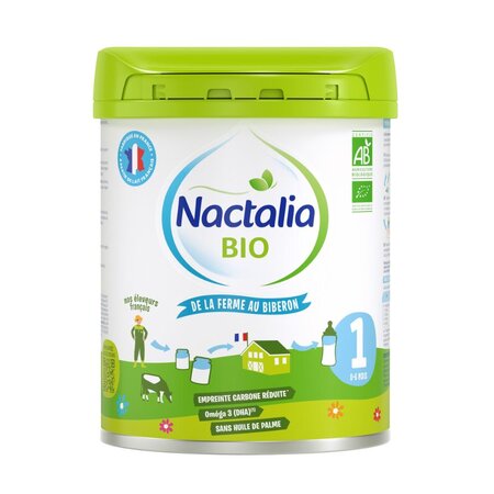 Formula de lapte praf Organica Bio 1, 0-6 luni, 800 g, Nactalia