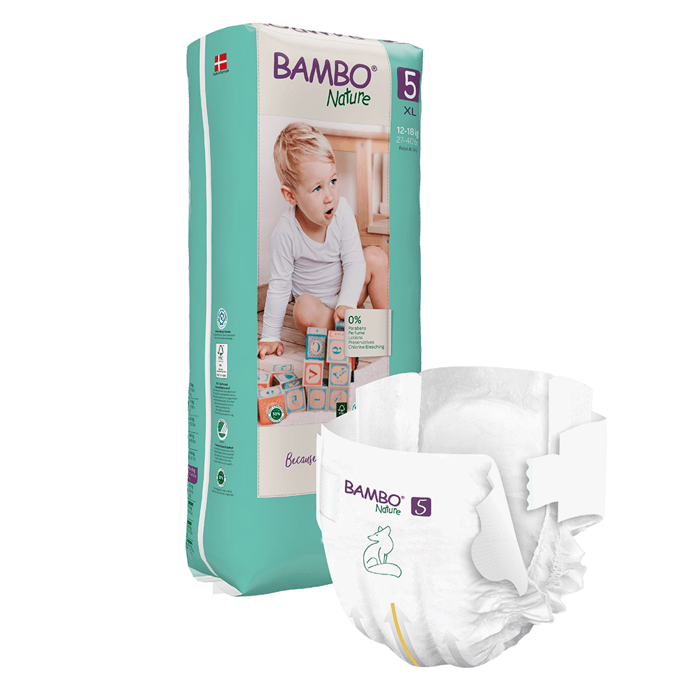 Scutece Ecolabel, Nr. 5, 12-18 kg, 44 bucati, Bambo Nature