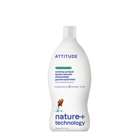 Detergent lichid pentru vase cu mar verde si busuioc, 700 ml, Attitude