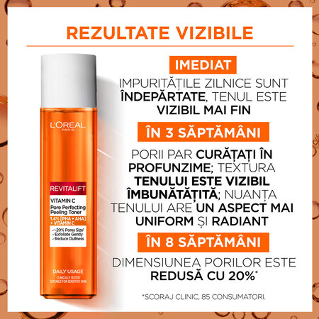 Lotiune tonica exfolianta cu vitamina C Revitalift, 180 ml, Loreal Paris 691896