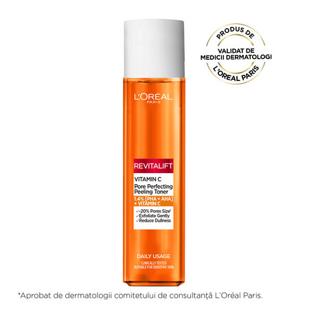 Lotiune tonica exfolianta cu vitamina C Revitalift, 180 ml, Loreal Paris 691894