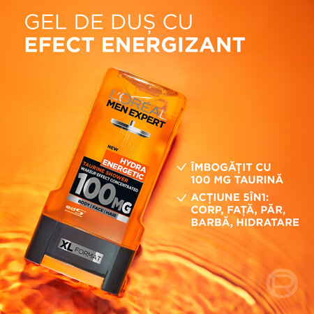 Gel de dus pentru barbati Hydra Energetic Men Expert, 300 ml, Loreal Paris 691913