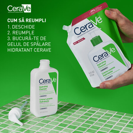 Rezerva Gel de curatare hidratant pentru piele normala-uscata, 473 ml, Cerave 692297