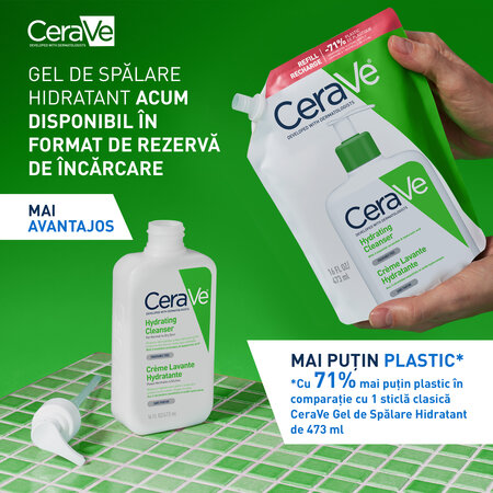 Rezerva Gel de curatare hidratant pentru piele normala si uscata, 473 ml, Cerave 816552