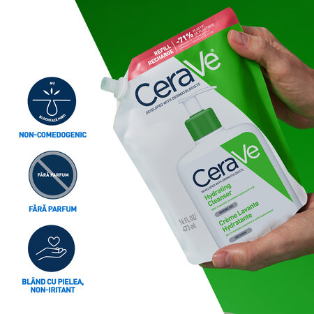 Rezerva Gel de curatare hidratant pentru piele normala si uscata, 473 ml, Cerave 816556