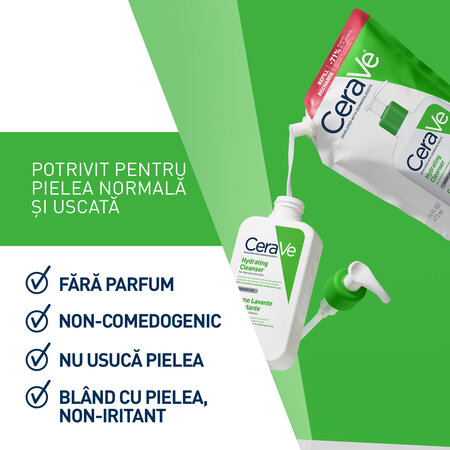 Rezerva Gel de curatare hidratant pentru piele normala si uscata, 473 ml, Cerave 816557