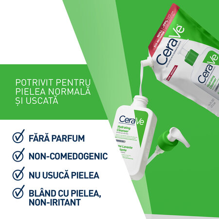 Rezerva Gel de curatare hidratant pentru piele normala-uscata, 473 ml, Cerave 692290