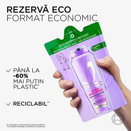 Rezerva Sampon hidratant pentru par deshidratat Hyaluron Plump, 250 ml, L'Oreal Elseve 692181