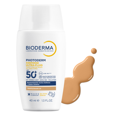 Fluid colorat de fata Ultra SPF50+ Photoderm Xdefense, Fototip 3, 40 ml, Bioderma