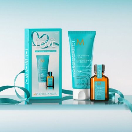 Crema pentru definirea buclelor si Ulei tratament pentru toate tipurile de par, 75 ml + 15 ml, Moroccanoil 693276