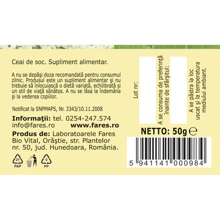 Ceai de soc, 50g, Fares 718356