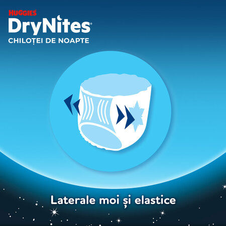 Scutece de noapte Pants DryNites, 49-60 kg, Baieti, 13 ani+, 9 bucati, Huggies 776458