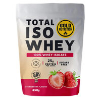 Pudra proteica izolat Total Iso Whey, Capsuni, 450 g, Gold Nutrition