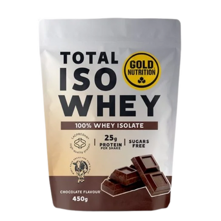 Pudra proteica izolat Total Iso Whey, Ciocolata, 450 g, Gold Nutrition