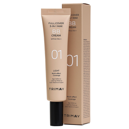 Crema coloranta BB Cream SPF40 PA++ Full Cover 3-in-1 Max, Light, 30 ml, Trimay