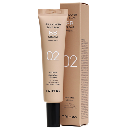 Crema coloranta BB Cream SPF40 PA++ Full Cover 3-in-1 Max, Medium, 30 ml, Trimay