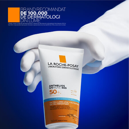 Lapte hidratant cu SPF 50+ pentru fata si corp Anthelios UVMUNE 400, 150 ml, La Roche Posay 694109