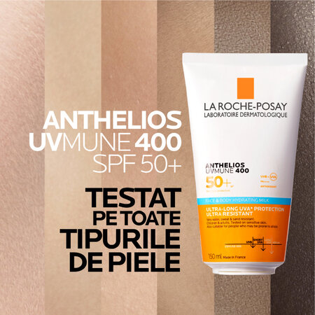 Lapte hidratant cu SPF 50+ pentru fata si corp Anthelios UVMUNE 400, 150 ml, La Roche Posay 694107