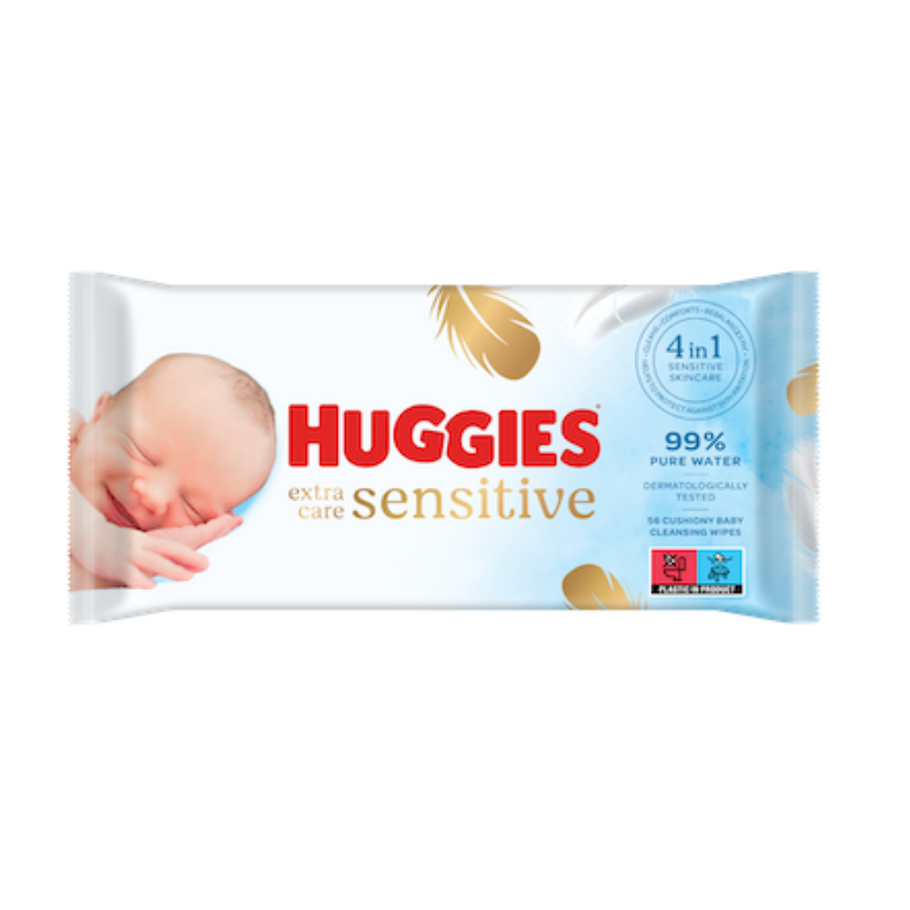 Servetele umede Extra Care Sensitive, 56 bucati, Huggies