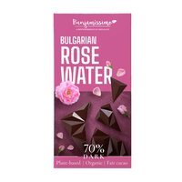 Ciocolata neagra Bio 70% cu apa de trandafir, 60 g, Benjamissimo