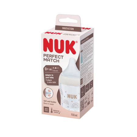 Biberon Perfect Match, S, Curcubeu, + 0 luni, 150 ml, Nuk 694690