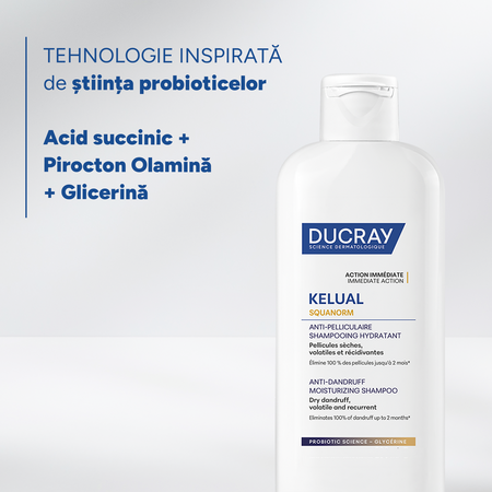 Sampon Antimatreata Hidratant pentru Matreata Uscata Kelual Squanorm, 200 ml, Ducray 825548