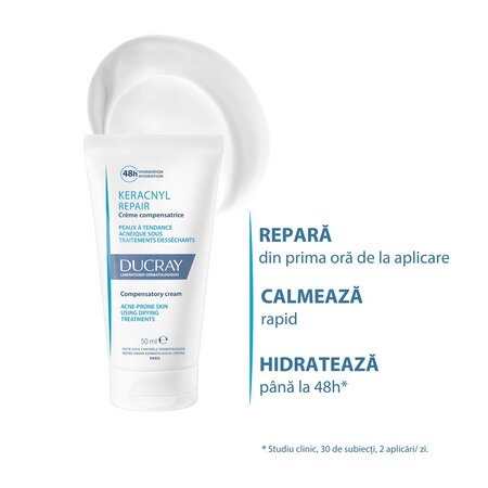 Crema hidratanta pentru tenul acneic Keracnyl, 50 ml, Ducray 694798