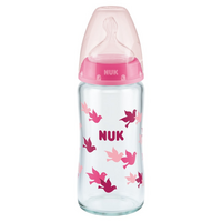 Biberon sticla cu tetina silicon si control al temperaturii, Diverse Culori, 0-6 luni, 240 ml, Nuk