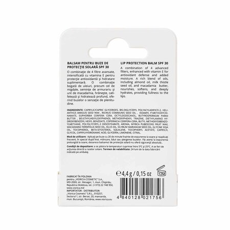 Balsam pentru buze SPF30 Solar, 4.4 g, Viorica 695297