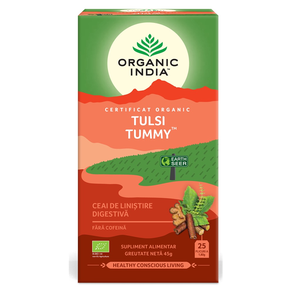 Ceai  Bio Tulsi Tummy, 25 plicuri, Organic India
