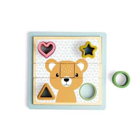Puzzle cu sortator forme, Animalute, 12 luni+, BigJigs 695412