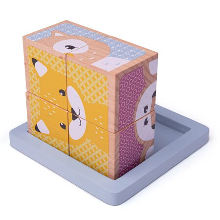 Puzzle cubic, Animalute vesele, 6 luni+, BigJigs 695434