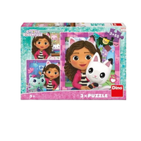 Puzzle, Gabby si prietenii, +5 ani, 3 x 55 piese, Dino Toys