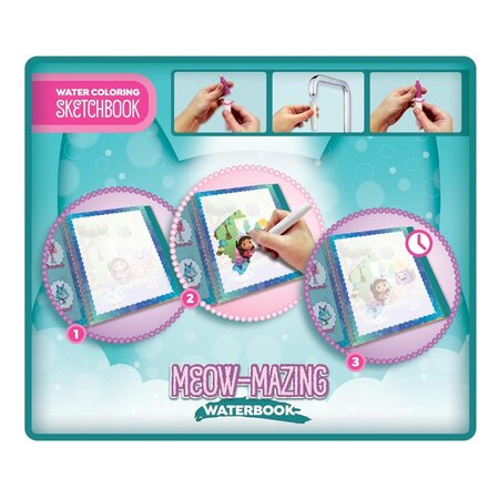 Carte de colorat Waterbook, Gabby's Dollhouse si pisicute, +3 ani, Lisciani 695516