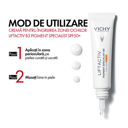 Crema cu efect antirid pentru conturul ochilor cu SPF 50+ Liftactiv B3, 15 ml, Vichy 695720