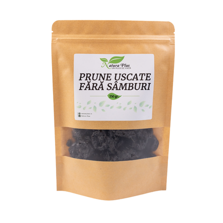 Prune uscate fara samburi, 250 g, Natura Plus