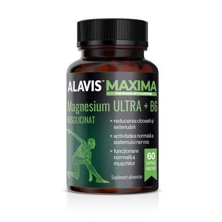 Magneziu bisglicinat Ultra+B6, 60 capsule vegetale, Alavis Maxima