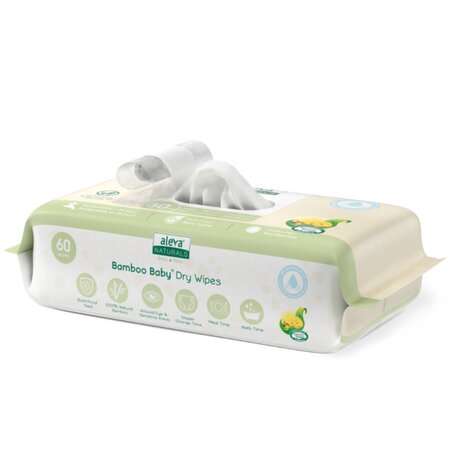 Servetele uscate din fibre de bambus, 60 bucati, Aleva Naturals 696130