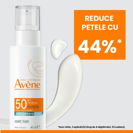 Fluid anti-imperfectiuni cu protectie solara SPF 50+ pentru ten sensibil cu imperfectiuni, 40 ml, Avene 696176
