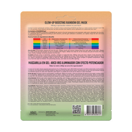 Masca gel pentru fata, Glow-Up Boosting Rainbow, 1 bucata, Purederm 696193
