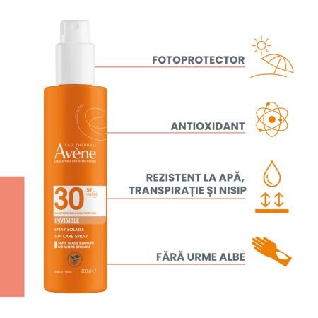 Spray de corp cu protectie solara SPF30, 200 ml, Avene 696220