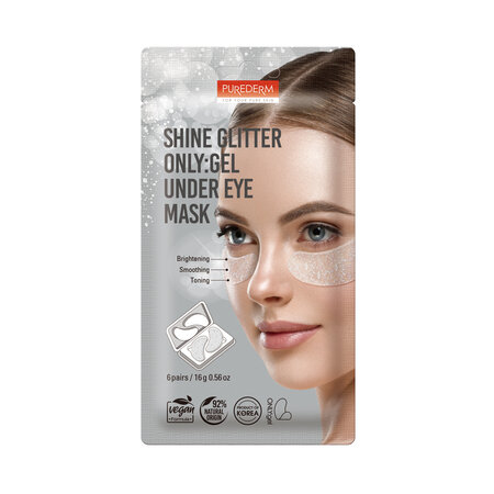 Masca gel pentru zona din jurul ochilor, Shine Glitter, 6 perechi, Purederm