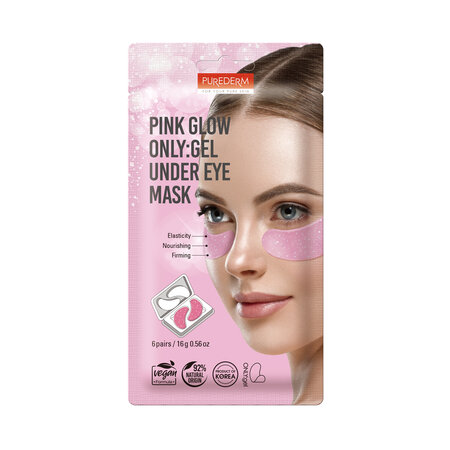 Masca gel pentru zona din jurul ochilor, Pink Glow, 6 perechi, Purederm