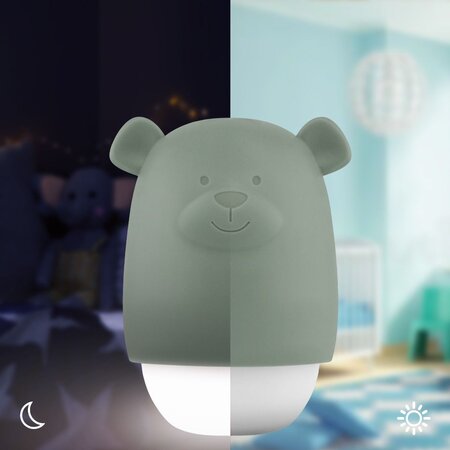 Lampa de veghe cu senzor de lumina, Verde, Benny the Bear, 10 luni+, Zazu Kids 696306