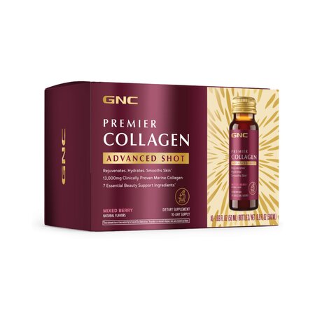 Shoturi cu peptide de colagen marin hidrolizat Premier Collagen, Fructe de padure, 10 bucati x 50 ml, GNC
