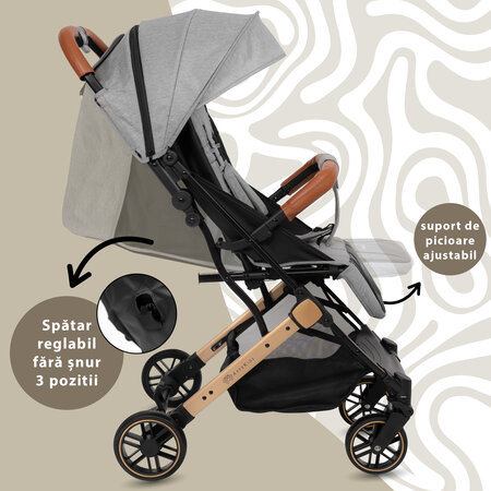 Carucior sport pentru copii Travel, Grey, Appekids 696495