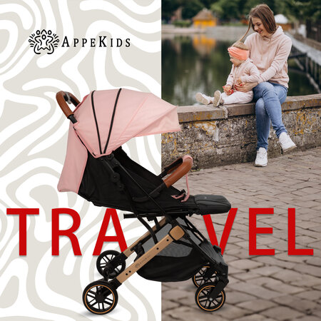 Carucior sport pentru copii Travel, Pink, Appekids 696508